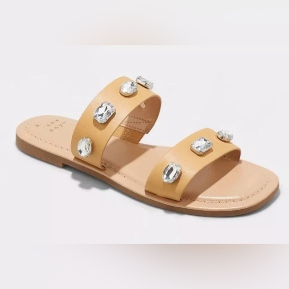 a new day Shoes - New a new day Tan Sandals with Crystal Accents